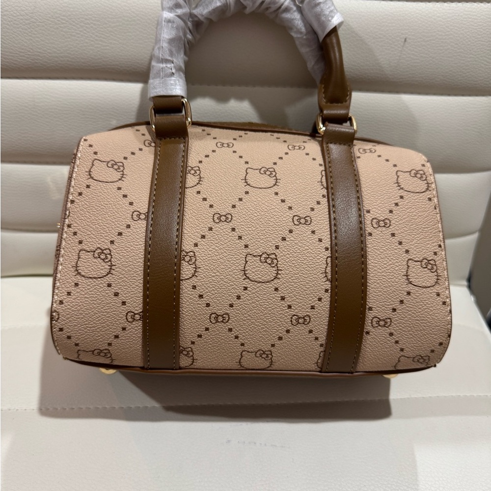 Hello Kitty Brown and Cream Designer Monogram Crossbody Handbag - Picture 2 of 13